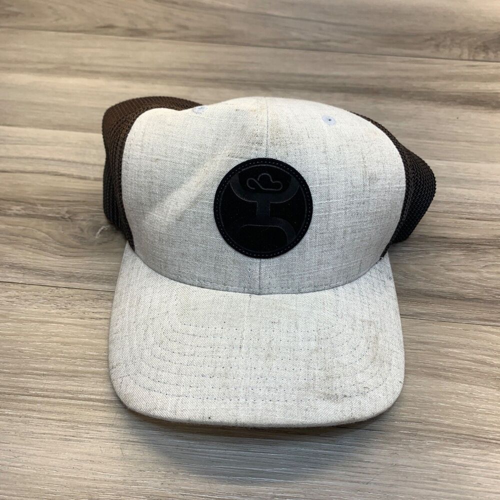 Hooey Mens Cayman Flexfit Circle Logo Patch Cap Hat, Grey/Black L - XL